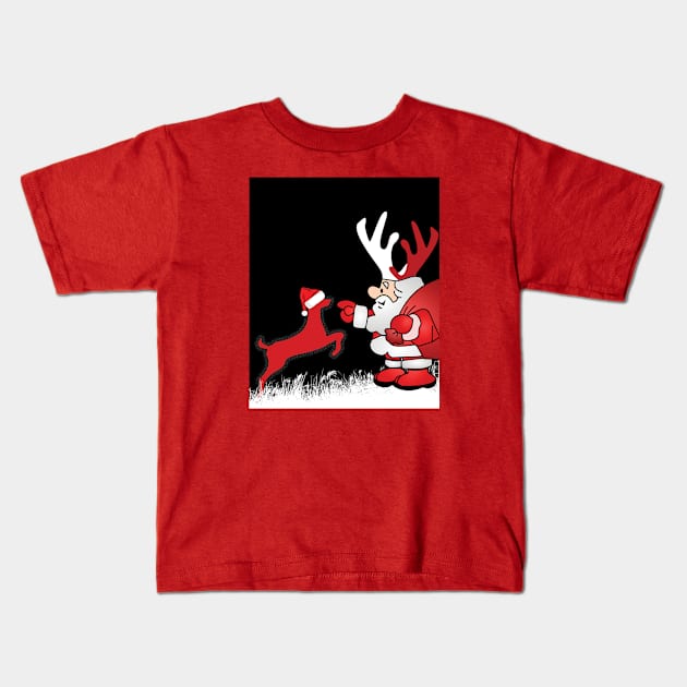 Christmas Day | Santa with reindeer horns Kids T-Shirt by murshid